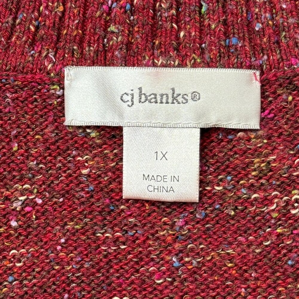 CJ Banks Cardigan Sweater Womens Sz 1X Rust Burgundy One Button 3/4 Sleeve Lace - Picture 8 of 16